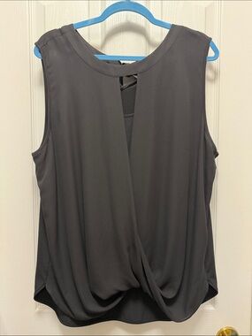 41 Hawthorn Black Draped Sleeveless Crossover Front Tank XXL